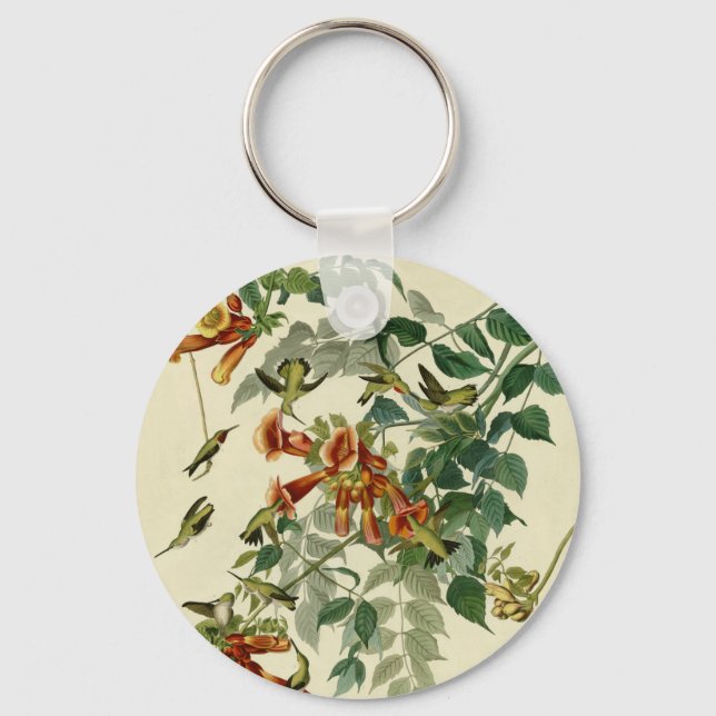 Audubon Ruby Throated Hummingbirds Keychain (Front)