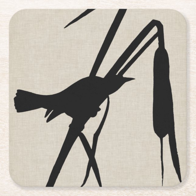 Audubon Silhouette II Square Paper Coaster (Front)