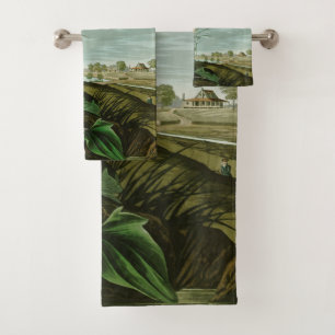 Audubon Snowy Heron White Egret Bird Birding Bath Towel Set