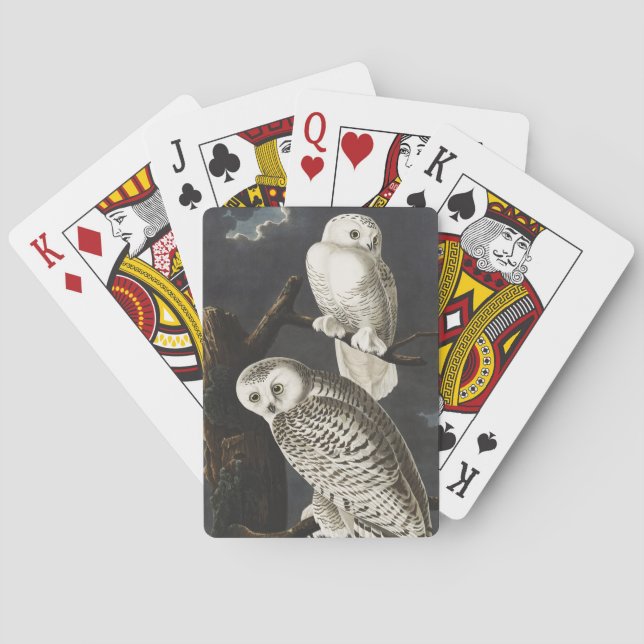 Audubon Snowy Owl Bird Artwork Playing Cards (Back)