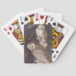 Audubon Snowy White Owls on a Dark Cloudy Night Playing Cards