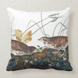 Audubon Sparrow Birds Wildlife Animal Throw Pillow