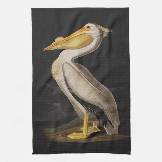 Audubon White Pelican Bird America Kitchen Towel (Vertical)