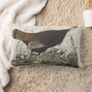 Audubon Wild Turkey Bird Painting Lumbar Pillow