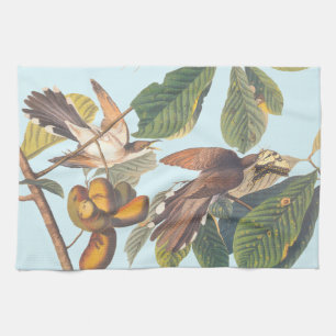 Audubon Yellow-Billed Cuckoo Birds in Fruit Tree Kitchen Towel