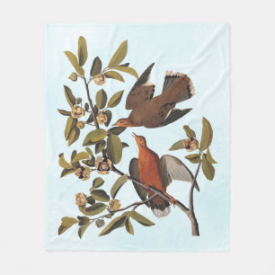 Audubon Zenaida Dove with Flowers Fleece Blanket