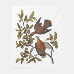 Audubon Zenaida Dove with Flowers Fleece Blanket
