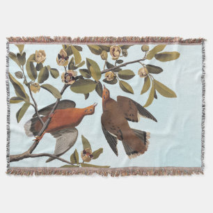 Audubon Zenaida Dove with Flowers Throw Blanket