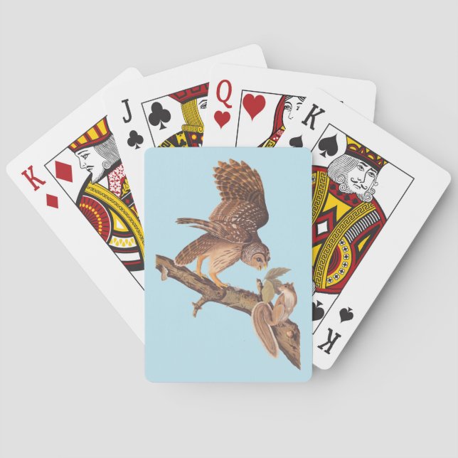 Audubon's Barred Owl and Squirrel Odd Friends Playing Cards (Back)