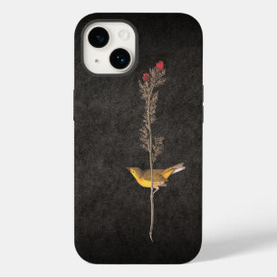 Audubon's Hooded Warbler Bird on Red Flower Reusab iPhone 14 Case