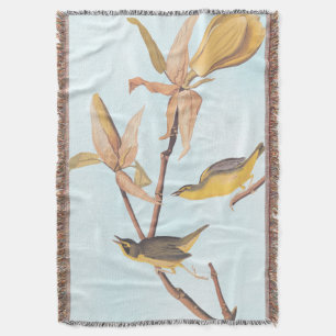 Audubon's Kentucky Warbler Bird Pair with a Spider Throw Blanket