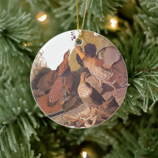 Audubon's Ruffed Grouse Ceramic Ornament (Tree)