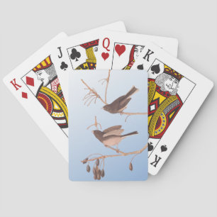 Audubon's Snow Birds on Winter Tree and Blue Sky P Playing Cards