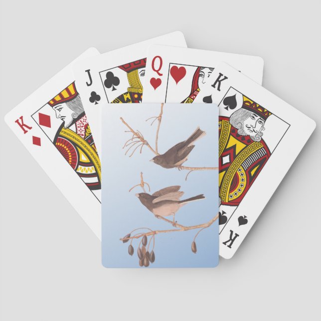 Audubon's Snow Birds on Winter Tree and Blue Sky P Playing Cards (Back)