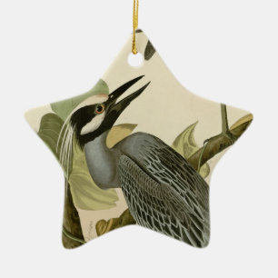 Audubon's Vintage Yellow crowned night heron paint Ceramic Ornament