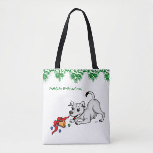 auf Deutsch Weihnachten mit Welpe Glocke und Ball Tote Bag