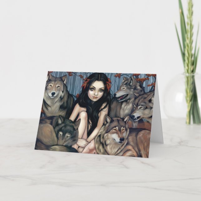 "Augmenté carte de voeux par loups" (Devant)