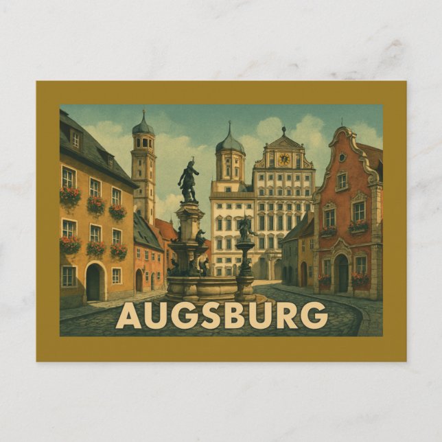 Augsburg Germany City Art Postcard (Front)