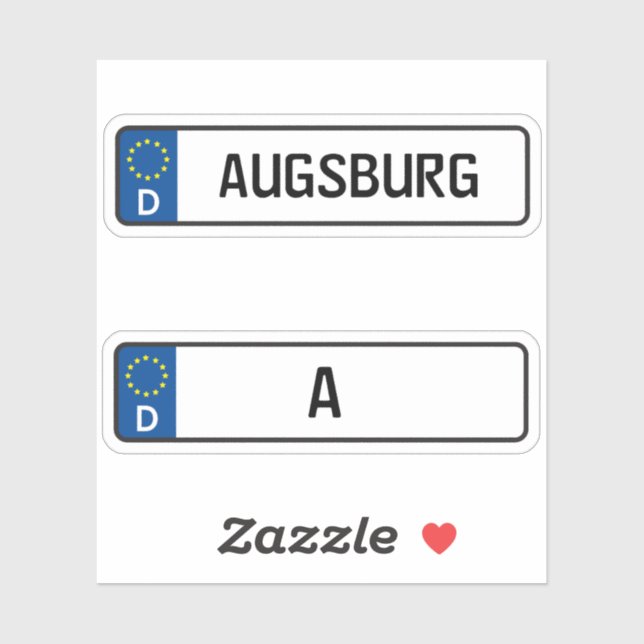 Augsburg kennzeichen, German Car License Plate (Sheet)