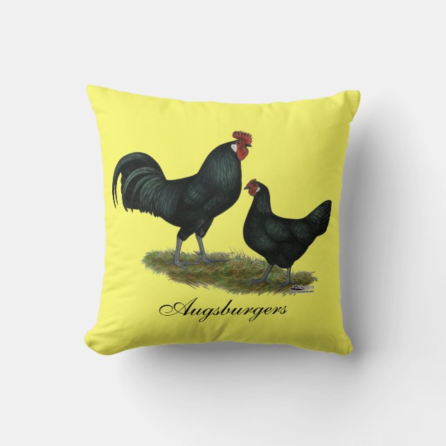 Augsburger Chickens Throw Pillow (Front)