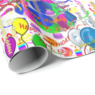 August, 13 Birthday Gift Wrapping Paper