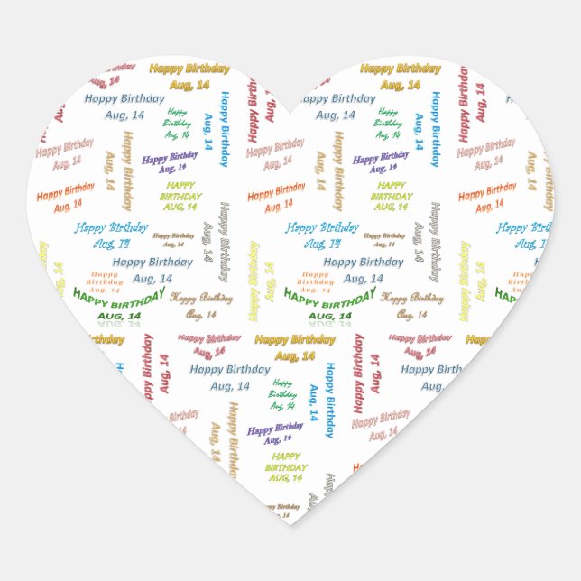 August, 14 Birthday Sticker (Front)