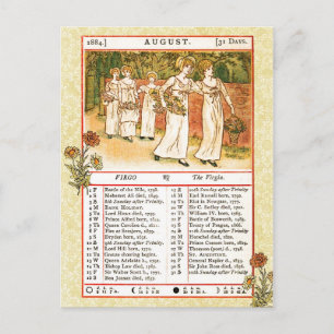 August 1884 Almanac.  Virgo, The Virgin Postcard