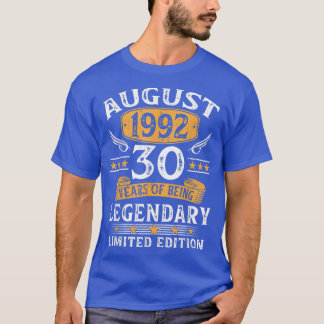 August 1992 Limited Edition 30th Birthday 30 Years T-Shirt