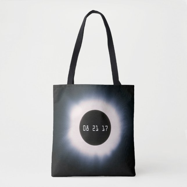 August 2017 Total Solar Eclipse in Black and White Tote Bag (Front)