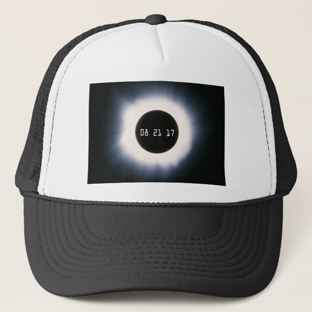 August 2017 Total Solar Eclipse in Black and White Trucker Hat (Front)