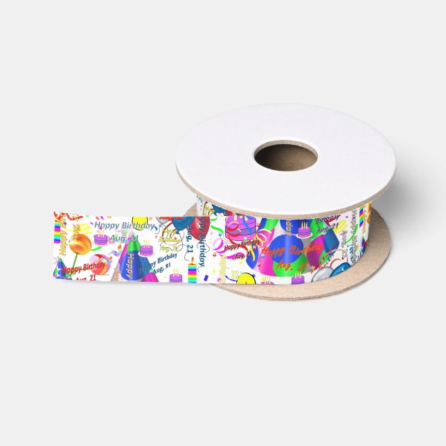 August, 21 Birthday Ribbon Satin Ribbon (Spool)