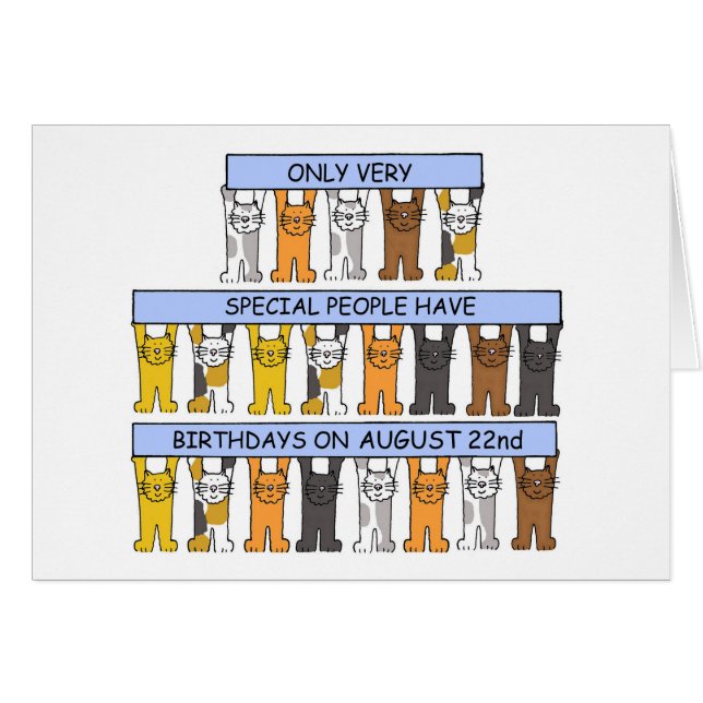 August 22nd Birthday Cute Cartoon Cats (Front Horizontal)