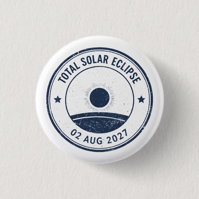 August 2 2027 Solar Eclipse 1 Inch Round Button (Front)