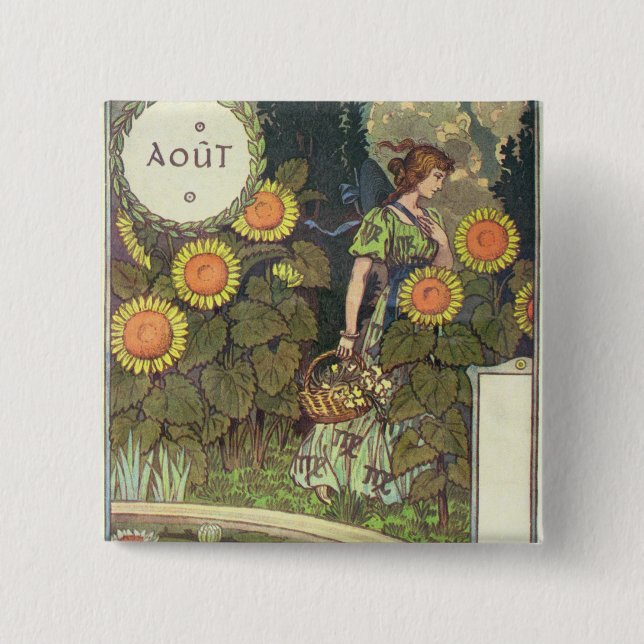 August 2 Inch Square Button (Front)