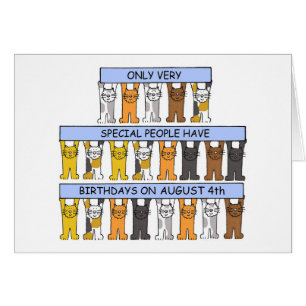 August 4th Birthday, Cartoon Cats.