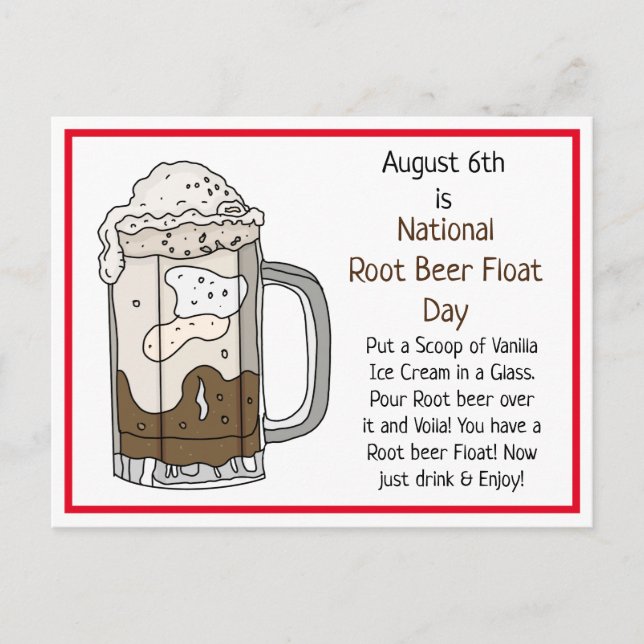 August 6th is Root Beer Float Day | Recipe Card (Front)
