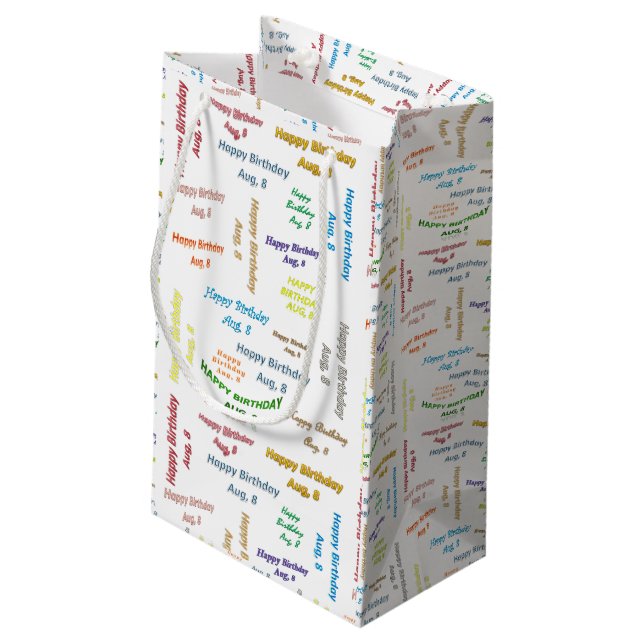 August, 8 Birthday Gift Bag (Back Angled)
