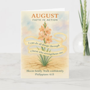 August Bible Verse Swan Faith in Action Christian Holiday Card