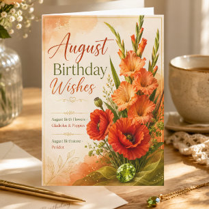 August Birth Flower August Birthstone Birthday Card