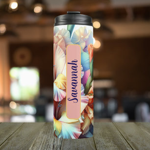 August Birth FLower Gladiolus Personalized 16 oz Thermal Tumbler