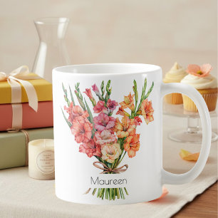 August Birth Flower Mug   Gladiolus & Poppies