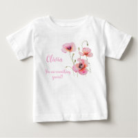 August birth flower Pink poppy Watercolor Floral