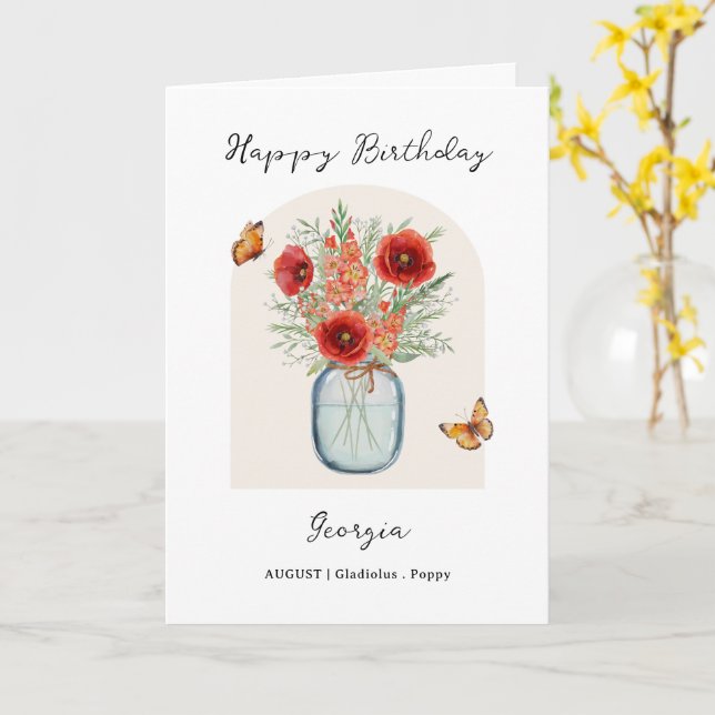 August Birth Month Flower Birthday Card (Yellow Flower)