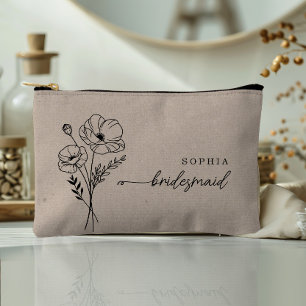 August Birth Month Flower Personalized Bridesmaid Accessory Pouch