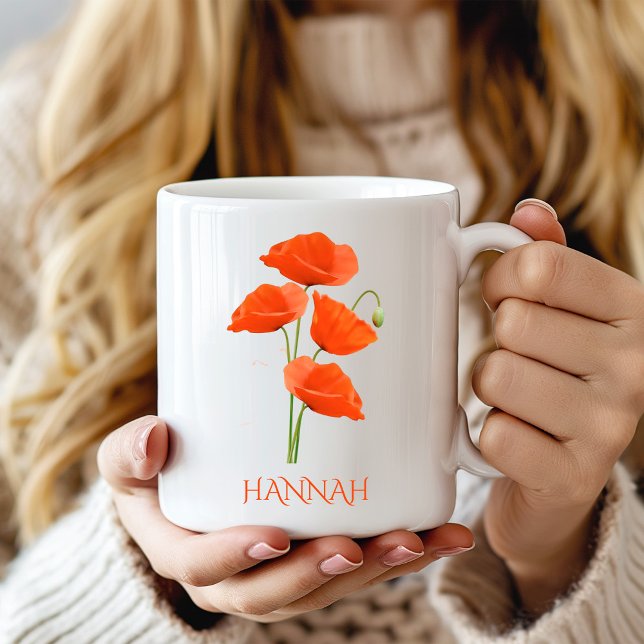 August Birth Month Flower Red Poppies Coffee Mug (Creator Uploaded)