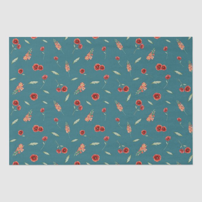 August Birth Month Flowers Poppy Gladiolus  Tissue Paper (Front)
