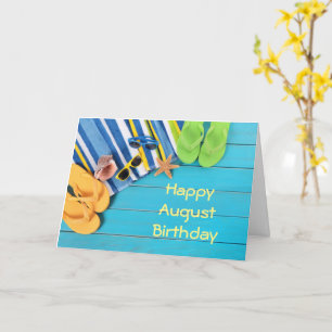 **AUGUST BIRTHDAY** AND BEACH DAY WISHES  CARD