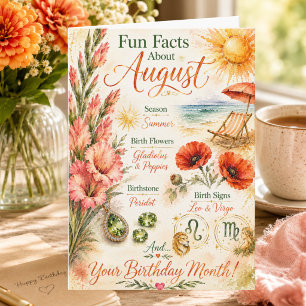 August Birthday Card Fun Facts About August