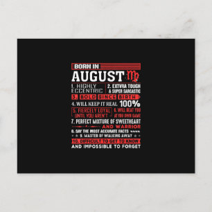 August Birthday Gifts - Born In August Virgo Holiday Postcard
