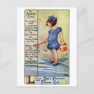 August Birthday Girl at the Beach Postcard